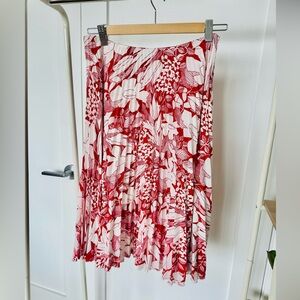 Floral Red and White Midi Skirt